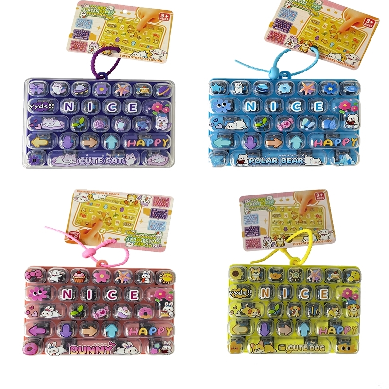 Kids Educational Songs - Candy Color Fidget Keycap Clicker Keychain