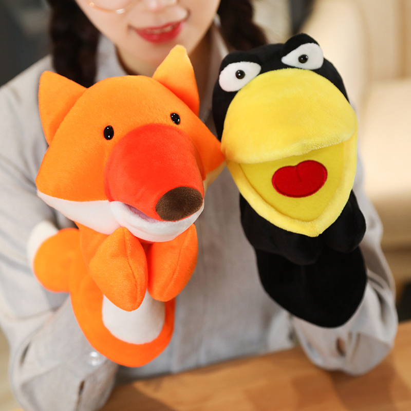 25cm Fox Crow Baby Hand Puppet - Kids Education Story ulasan dan harga