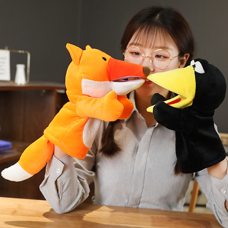 25cm Fox Crow Baby Hand Puppet - Kids Education Story ulasan dan harga