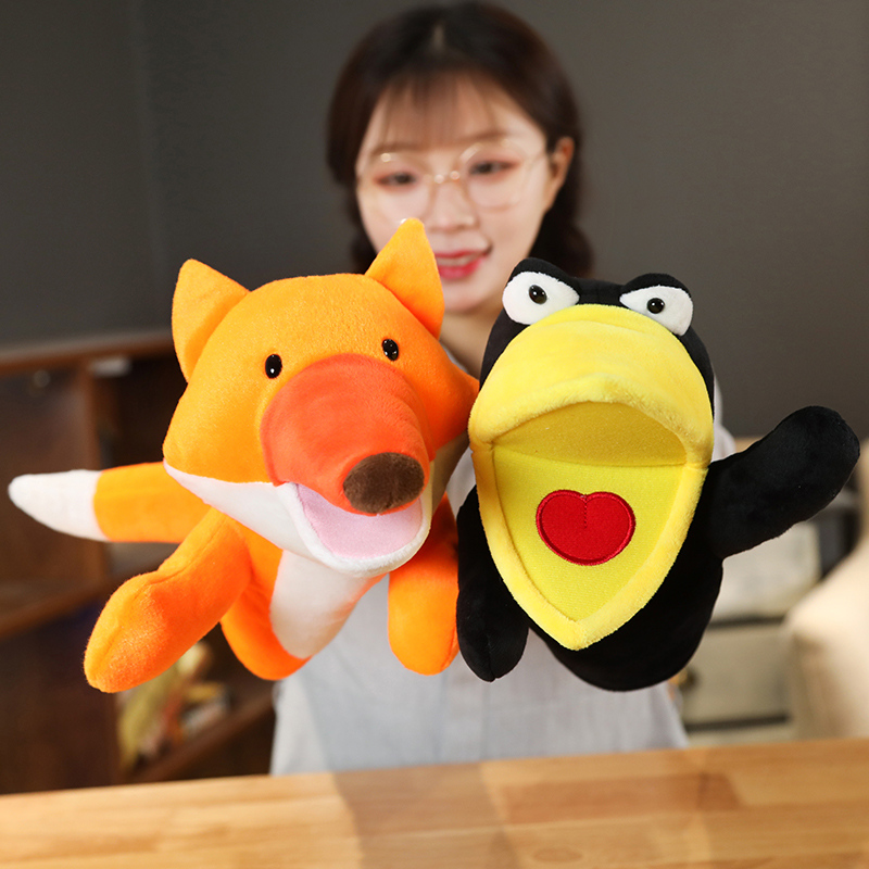 25cm Fox Crow Baby Hand Puppet - Kids Education Story ulasan dan harga