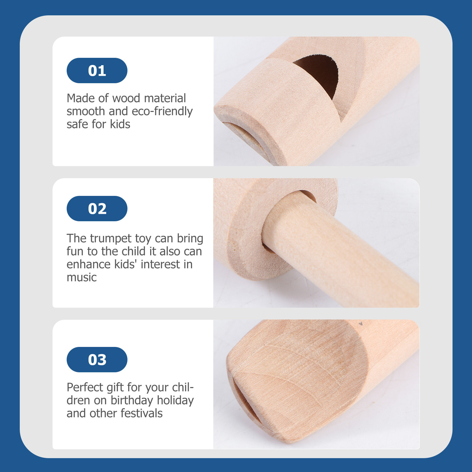 3Pcs Wooden Trumpet Whistles f - Kids Education Design ulasan dan harga